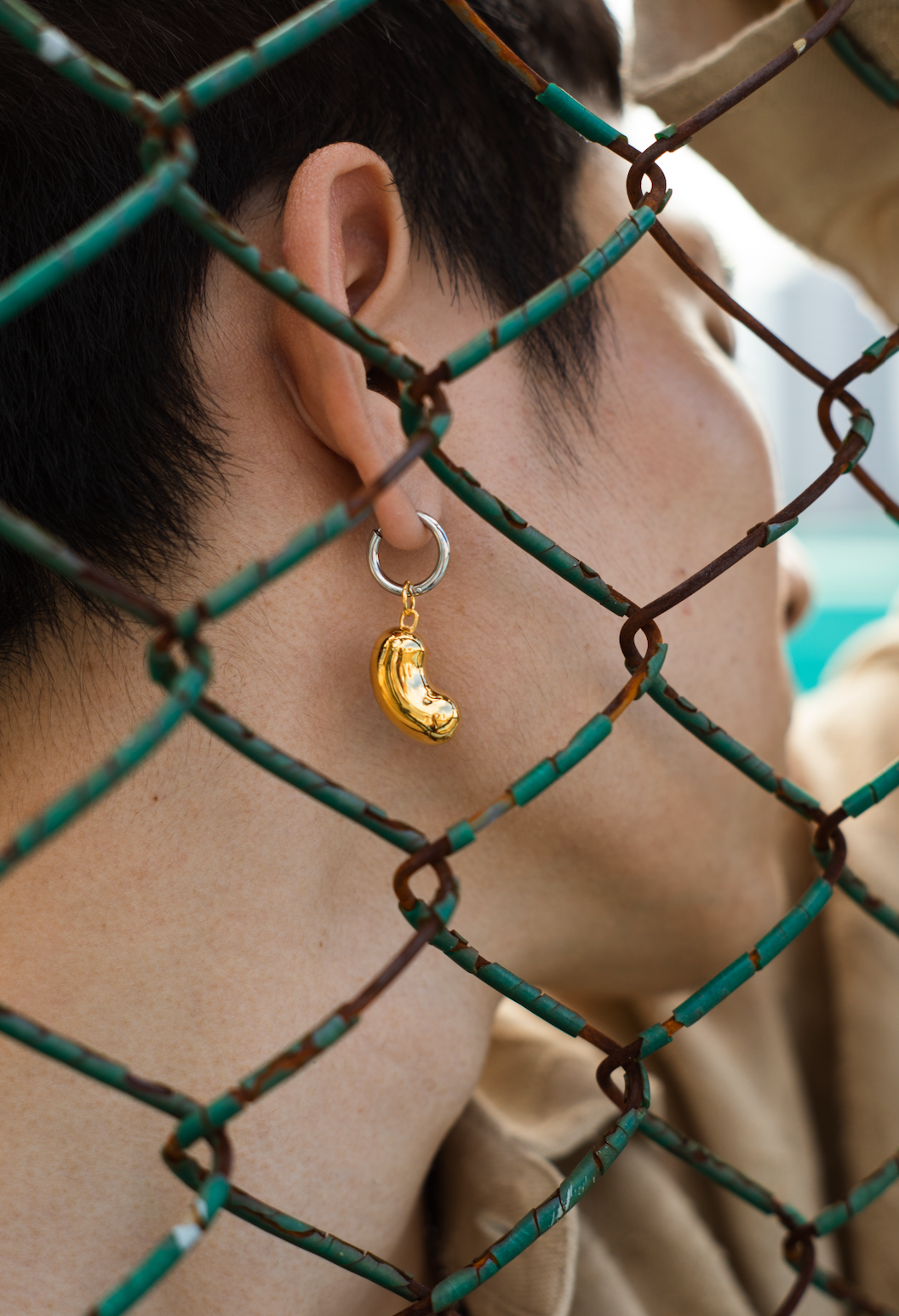 Golden Purity Bean Pendant, Gold Plated Silver | Yoochi Jewelry