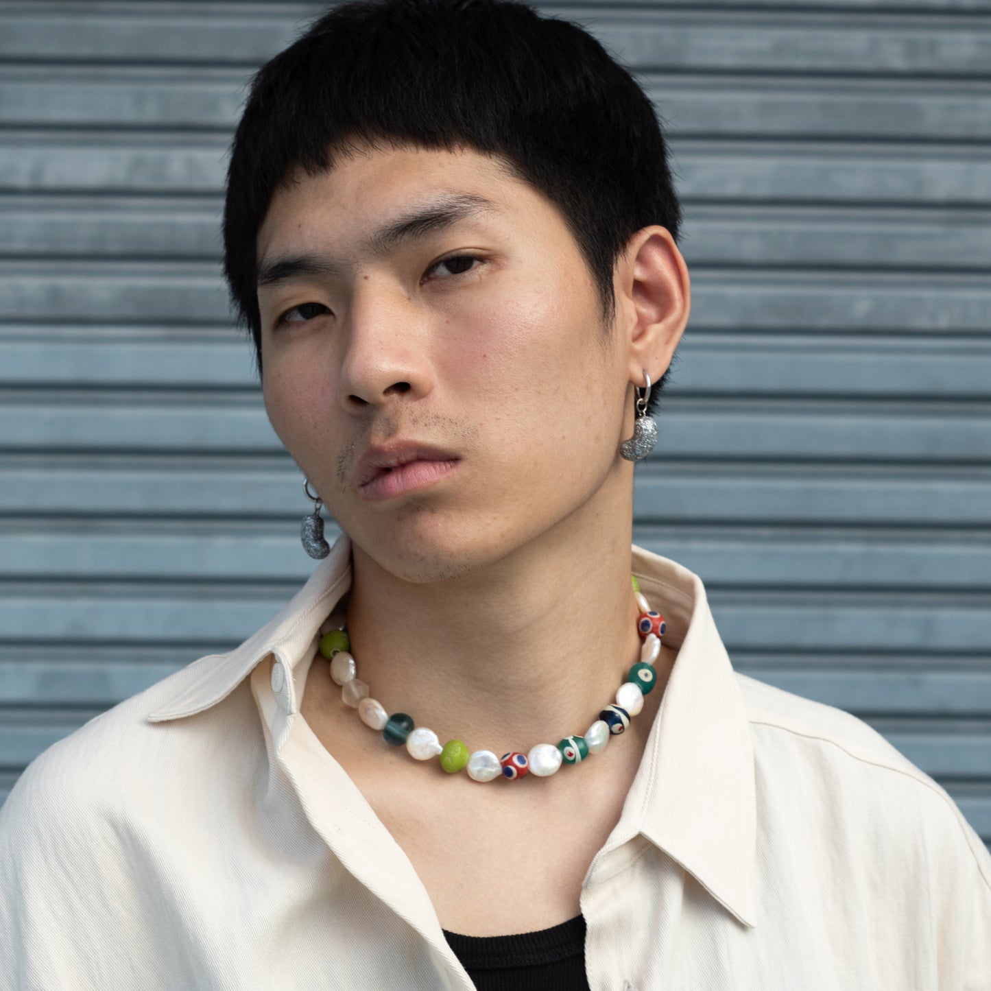 Asian Fusion Necklace, Freshwater Pearls and Old Beads | Yoochi Jewelry