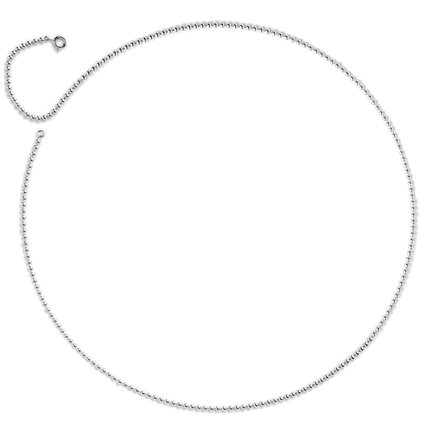 Silver ball chain. Rhodium plated silver