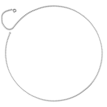 Silver ball chain. Rhodium plated silver