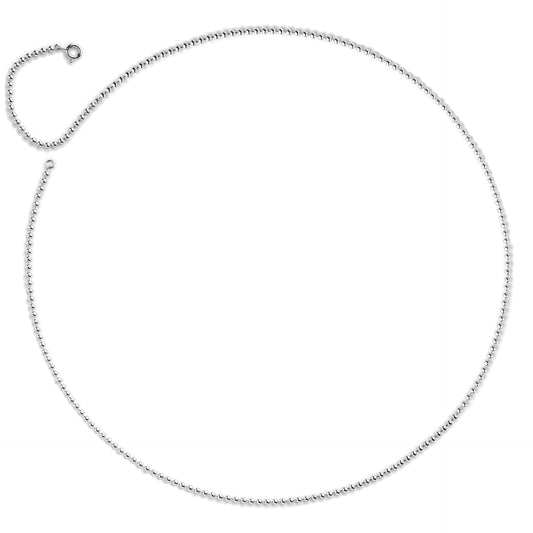 Silver ball chain. Rhodium plated silver