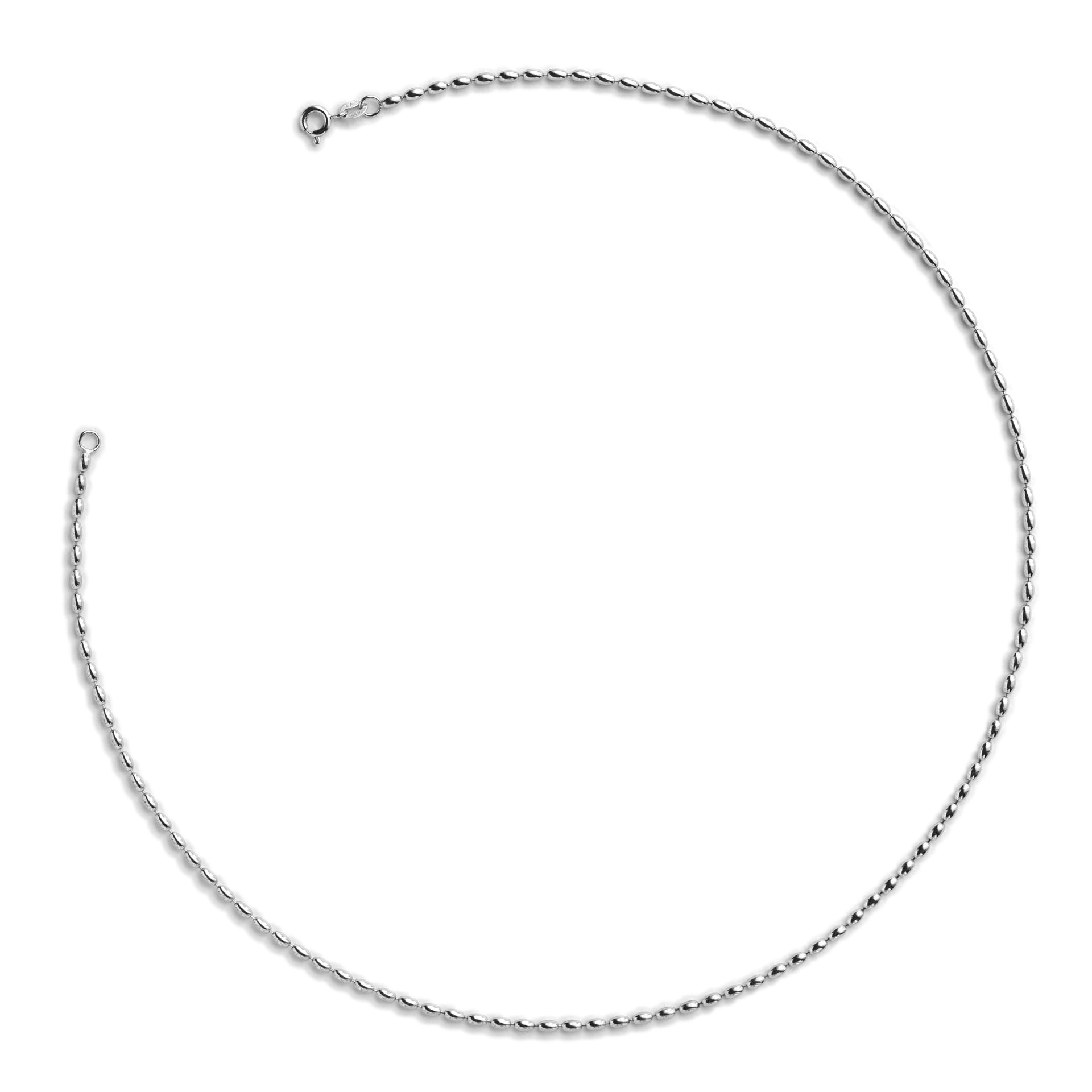 Silver oval chain. Rhodium plated silver