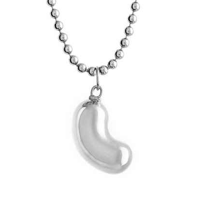 bean pendant made of rhodium-plated silver